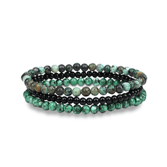 Bracelet perles assemblé d'Onyx vert - Maison Di Giorgio