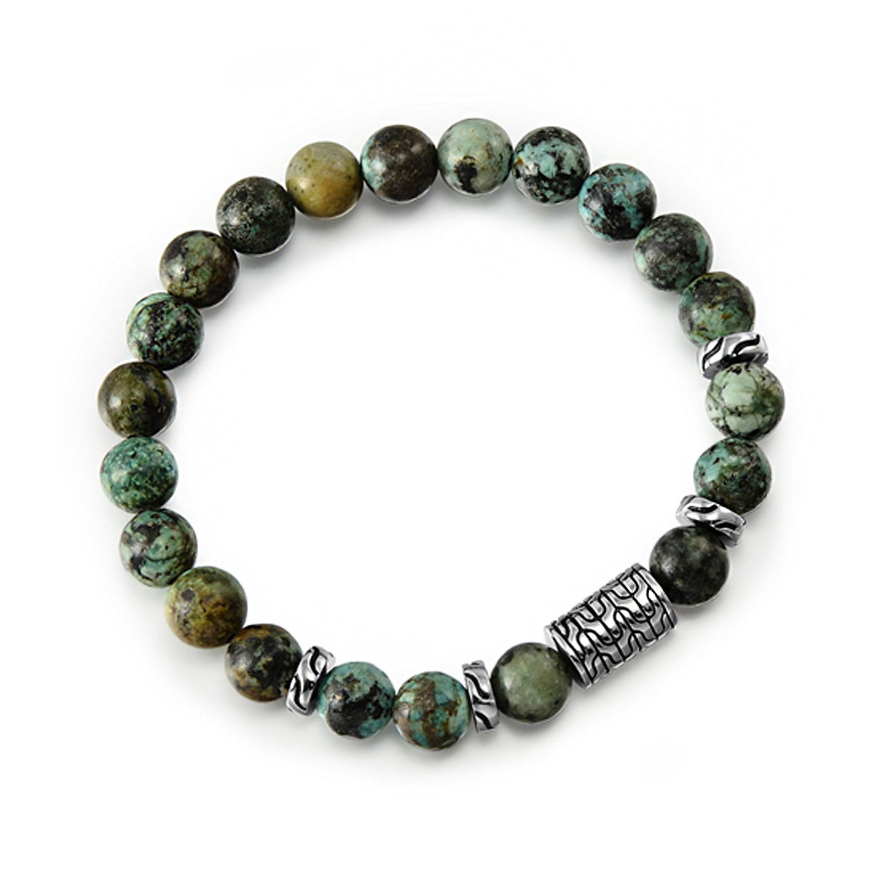 Bracelet assemblé de perles naturelles et d'acier inoxydable plaqué argent - Maison Di Giorgio