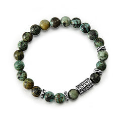 Bracelet assemblé de perles naturelles et d'acier inoxydable plaqué argent - Maison Di Giorgio