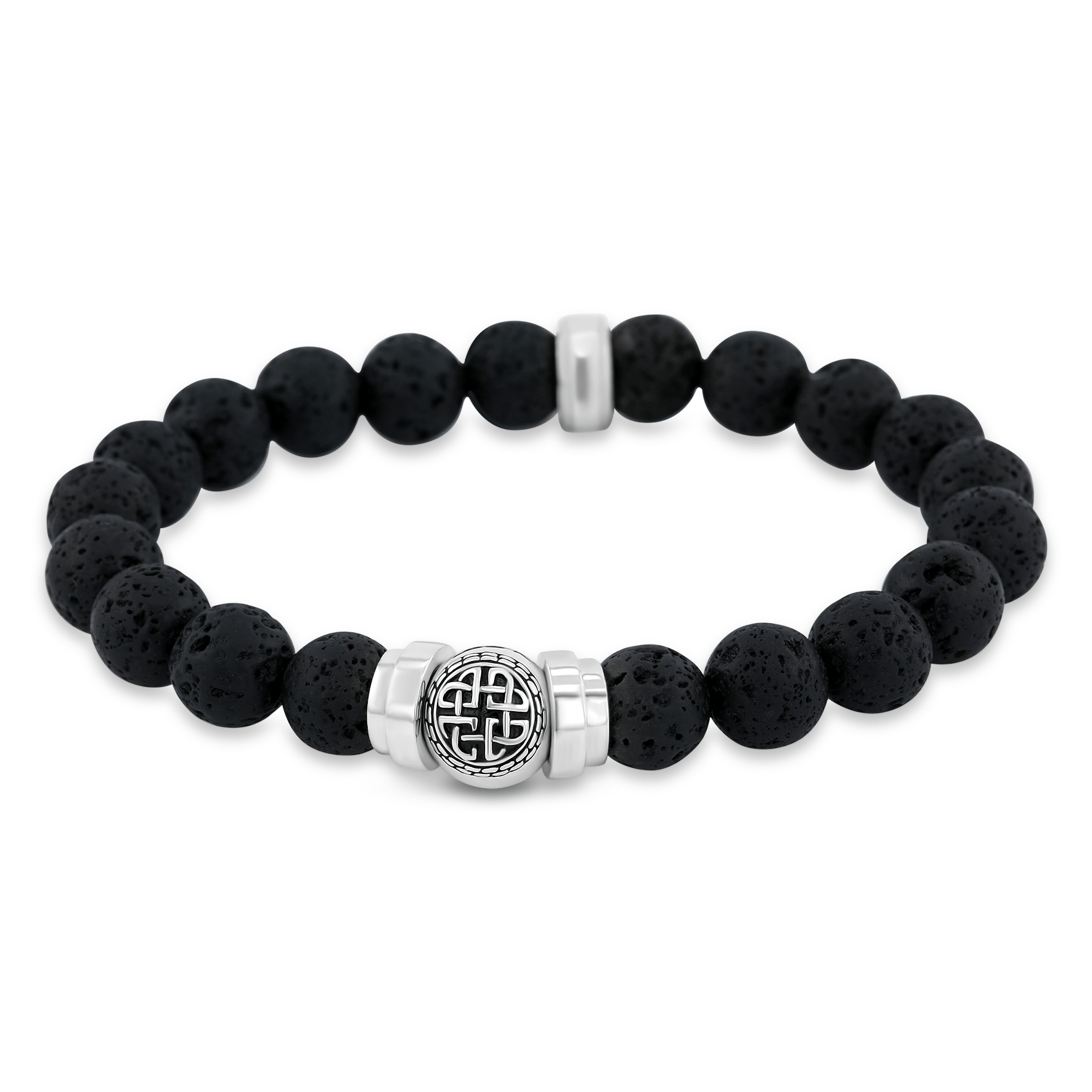 Bracelet perles en Argent 925 assemblé de Pierre de lave et Oxyde de zirconium - Maison Di Giorgio