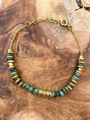 Bracelet perles doré Or jaune 18k assemblé d'Émeraude - Maison Di Giorgio