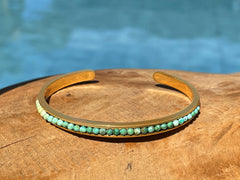 Bracelet doré Or jaune 18k assemblé de turquoise - Maison Di Giorgio