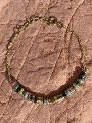 Bracelet perles doré Or jaune 18k assemblé de Tourmaline - Maison Di Giorgio