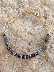 Bracelet perles doré Or jaune 18k assemblé de tourmaline - Maison Di Giorgio