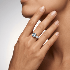 Bague Cristalline - Argentée, Topaze, Oxyde de zirconium - Maison Di Giorgio