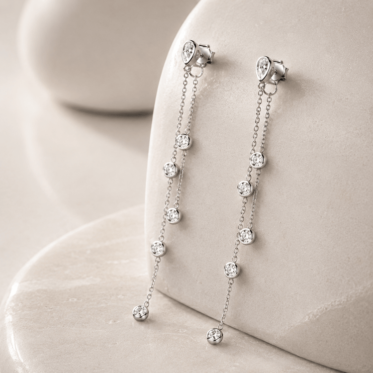 Boucles d'oreilles Argentées assemblées d'Oxyde de zirconium - Maison Di Giorgio