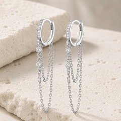 Boucles d'oreilles Argentées assemblées d'Oxyde de zirconium - Maison Di Giorgio