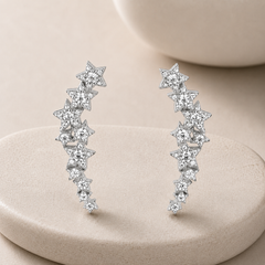 Boucles d'oreilles Argentées assemblées d'Oxyde de zirconium