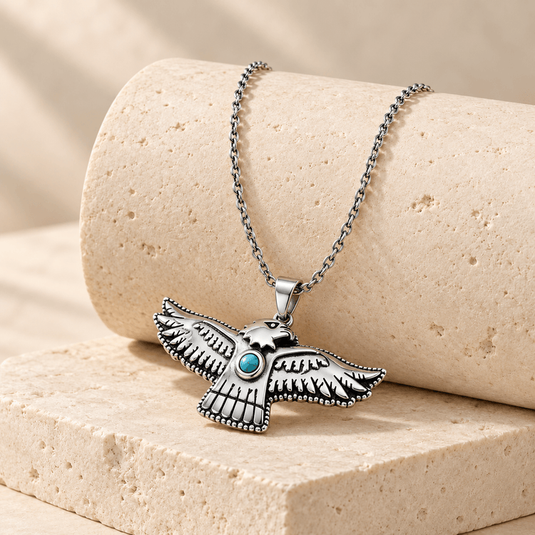 Collier - Finition Argent oxydé, Turquoise - Maison Di Giorgio