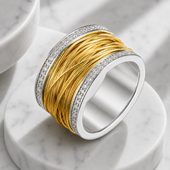 Bague Argentée assemblée d'Oxyde de zirconium