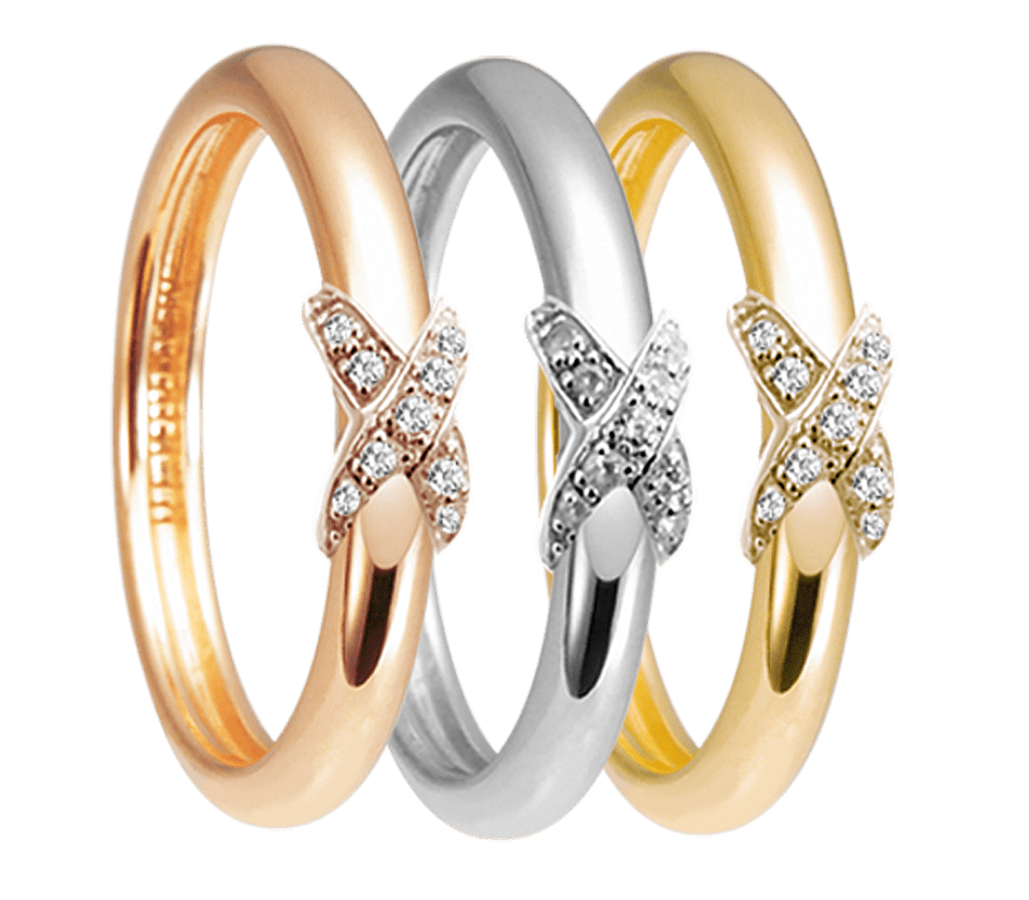 Composition de bagues en Argent 925 plaqué Rhodium et Or jaune 18k assemblées d'oxyde de zirconium - Maison Di Giorgio