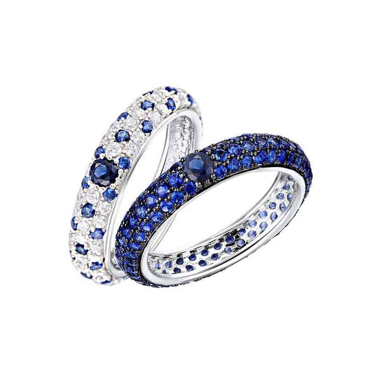 Composition de bagues en Argent 925 plaqué Rhodium blanc et noir assemblées d'oxyde de zirconium - Maison Di Giorgio