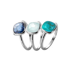 Composition de bagues en Argent 925 plaqué Rhodium assemblées de Tanzanite - Maison Di Giorgio
