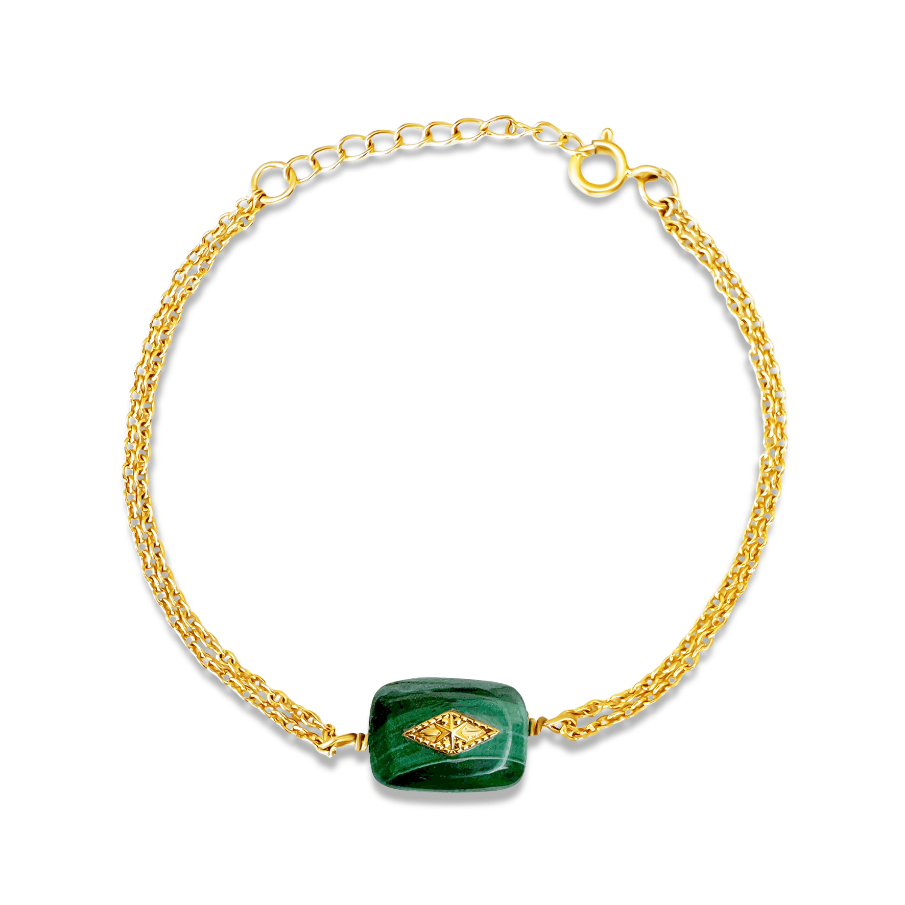 Bracelet doré Or jaune 18k assemblé de Malachite - Maison Di Giorgio