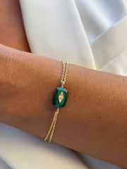 Bracelet doré Or jaune 18k assemblé de Malachite - Maison Di Giorgio