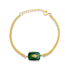 Bracelet doré Or jaune 18k assemblé de Malachite - Maison Di Giorgio