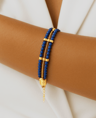 Bracelet doré Or jaune 18k assemblé de Lapis - Lazuli - Maison Di Giorgio