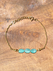 Bracelet doré Or jaune 18k assemblé d'Amazonite - Maison Di Giorgio