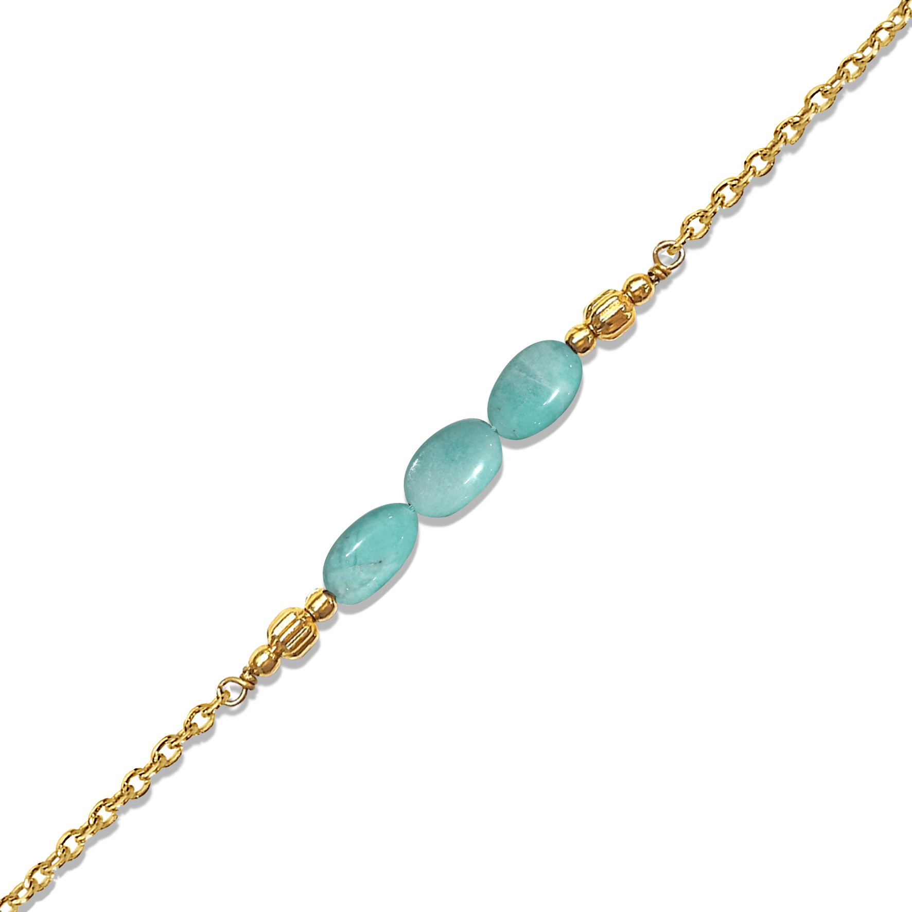 Bracelet doré Or jaune 18k assemblé d'Amazonite - Maison Di Giorgio