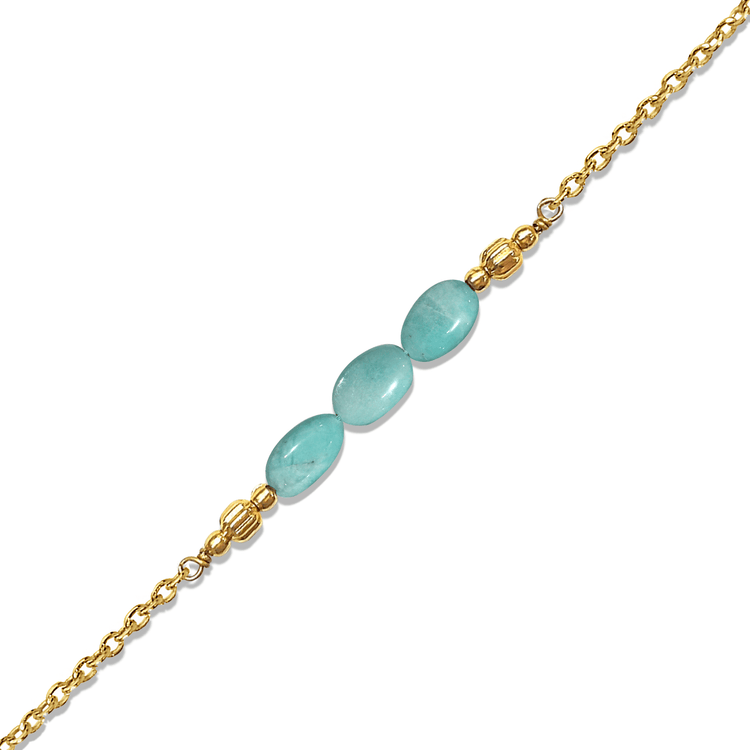 Bracelet doré Or jaune 18k assemblé d'Amazonite - Maison Di Giorgio