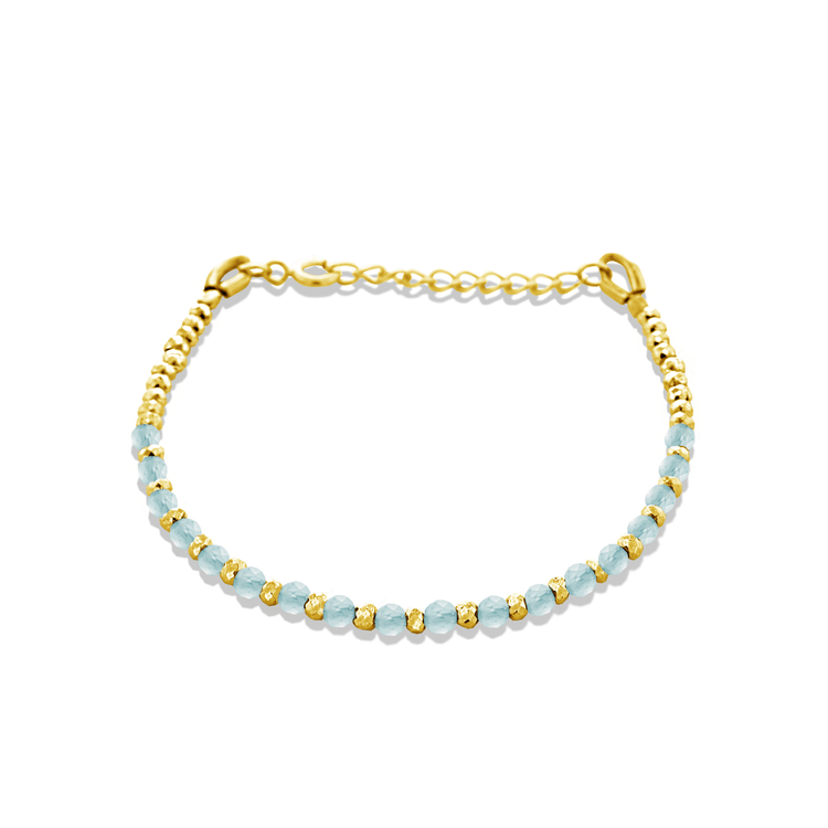 Bracelet doré Or jaune 18k, Amazonite, Pyrite - Maison Di Giorgio
