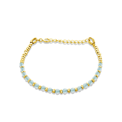 Bracelet doré Or jaune 18k, Amazonite, Pyrite - Maison Di Giorgio