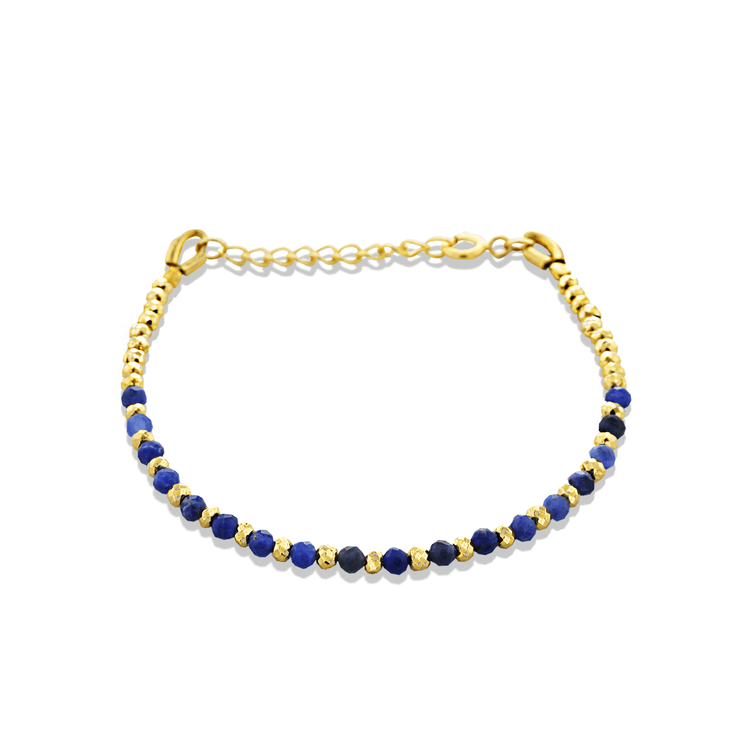 Bracelet doré Or jaune 18k, Sodalite, Pyrite - Maison Di Giorgio
