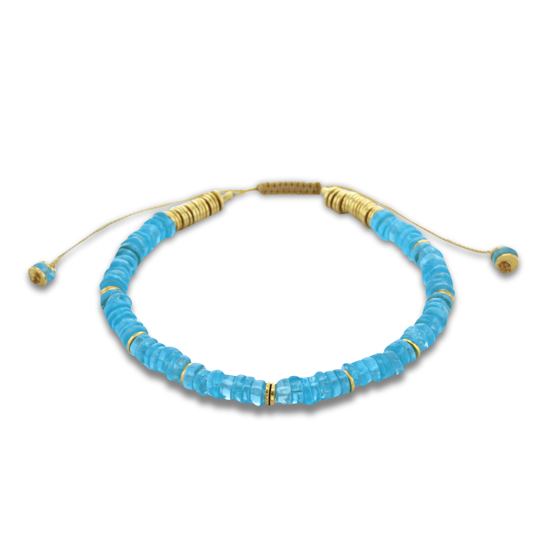 Bracelet perles doré Or jaune 18k assemblé d'Apatite - Maison Di Giorgio