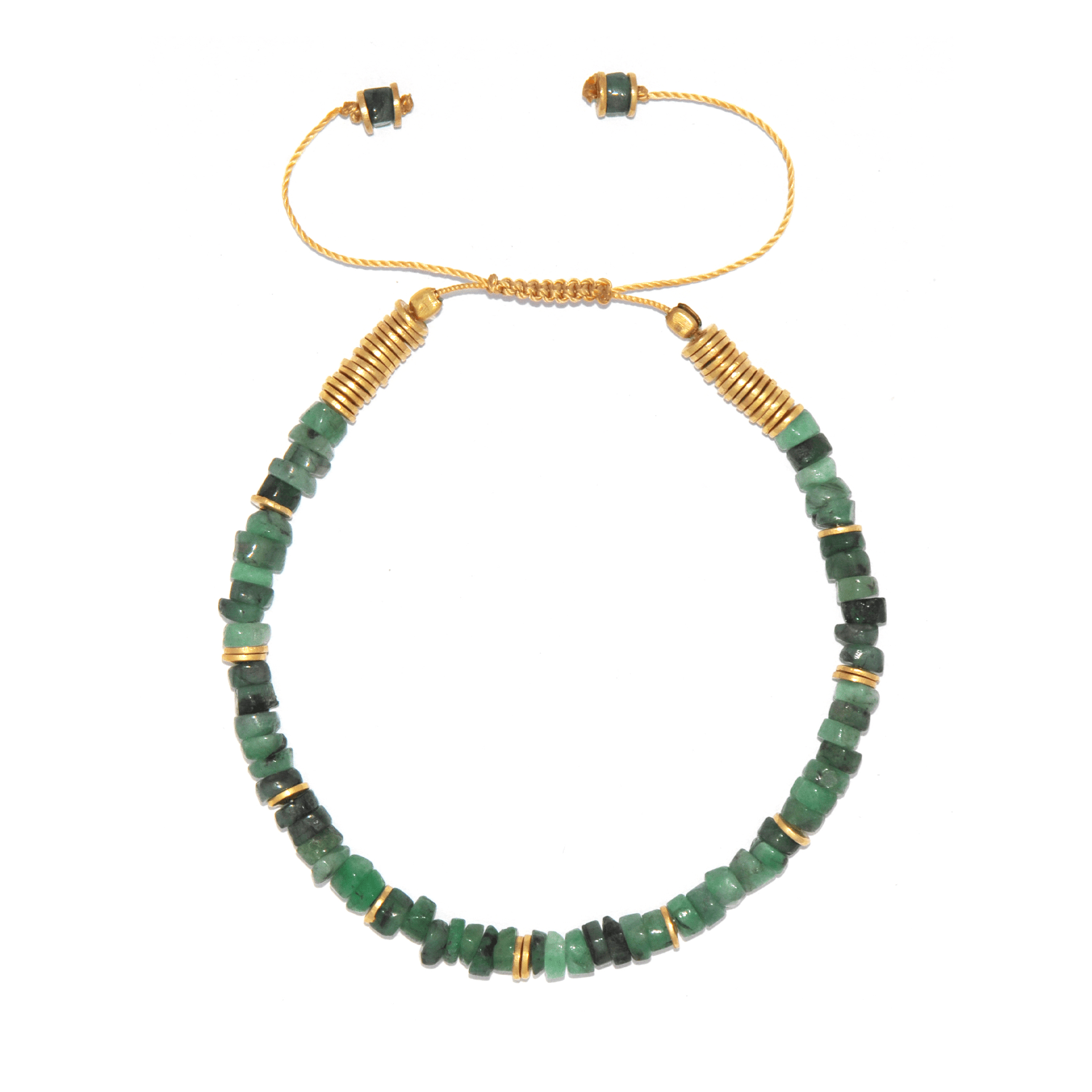 Bracelet perles doré Or jaune 18k assemblé d'Émeraude - Maison Di Giorgio