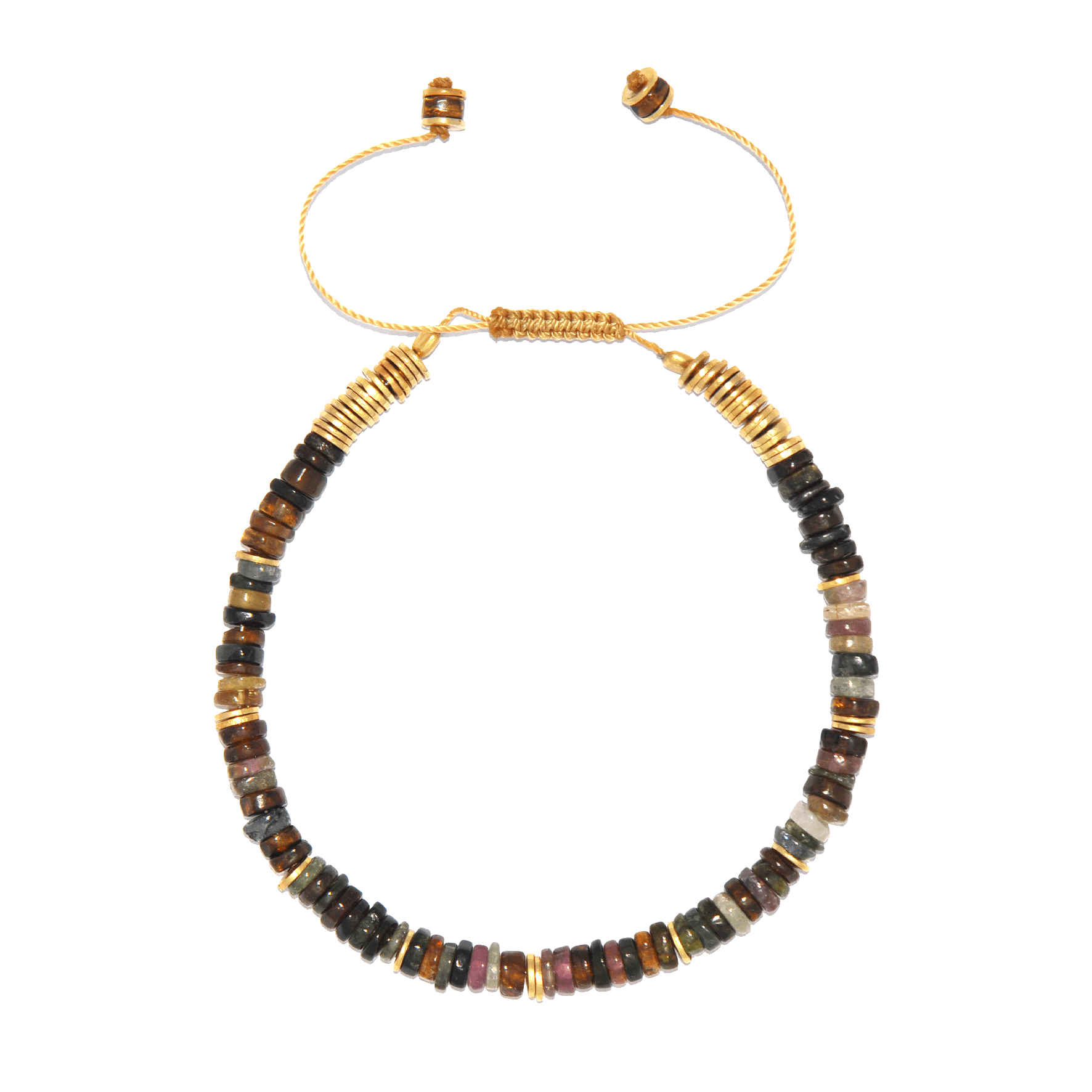 Bracelet perles doré Or jaune 18k assemblé de tourmaline - Maison Di Giorgio