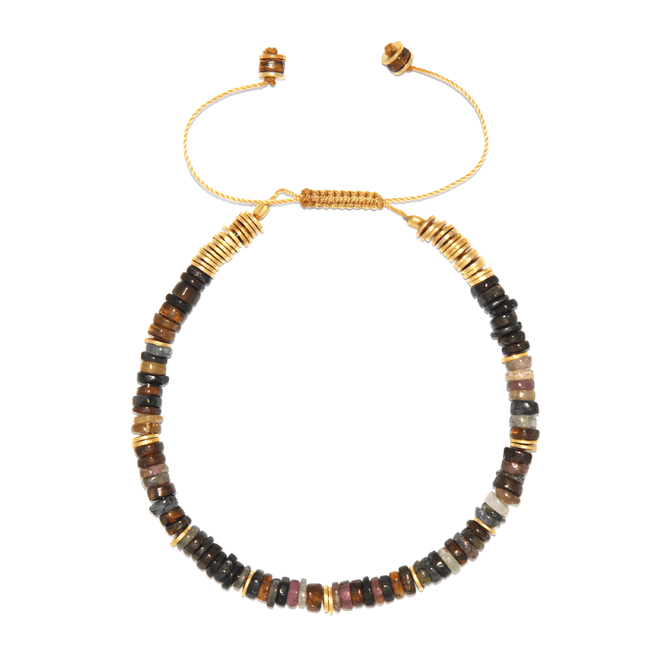 Bracelet perles doré Or jaune 18k assemblé de tourmaline - Maison Di Giorgio