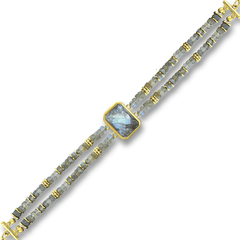 Bracelet perles doré Or jaune 18k assemblé de labradorite - Maison Di Giorgio