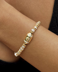 Bracelet perles doré Or jaune 18k, Pierre de lune et Oxyde de zirconium - Maison Di Giorgio