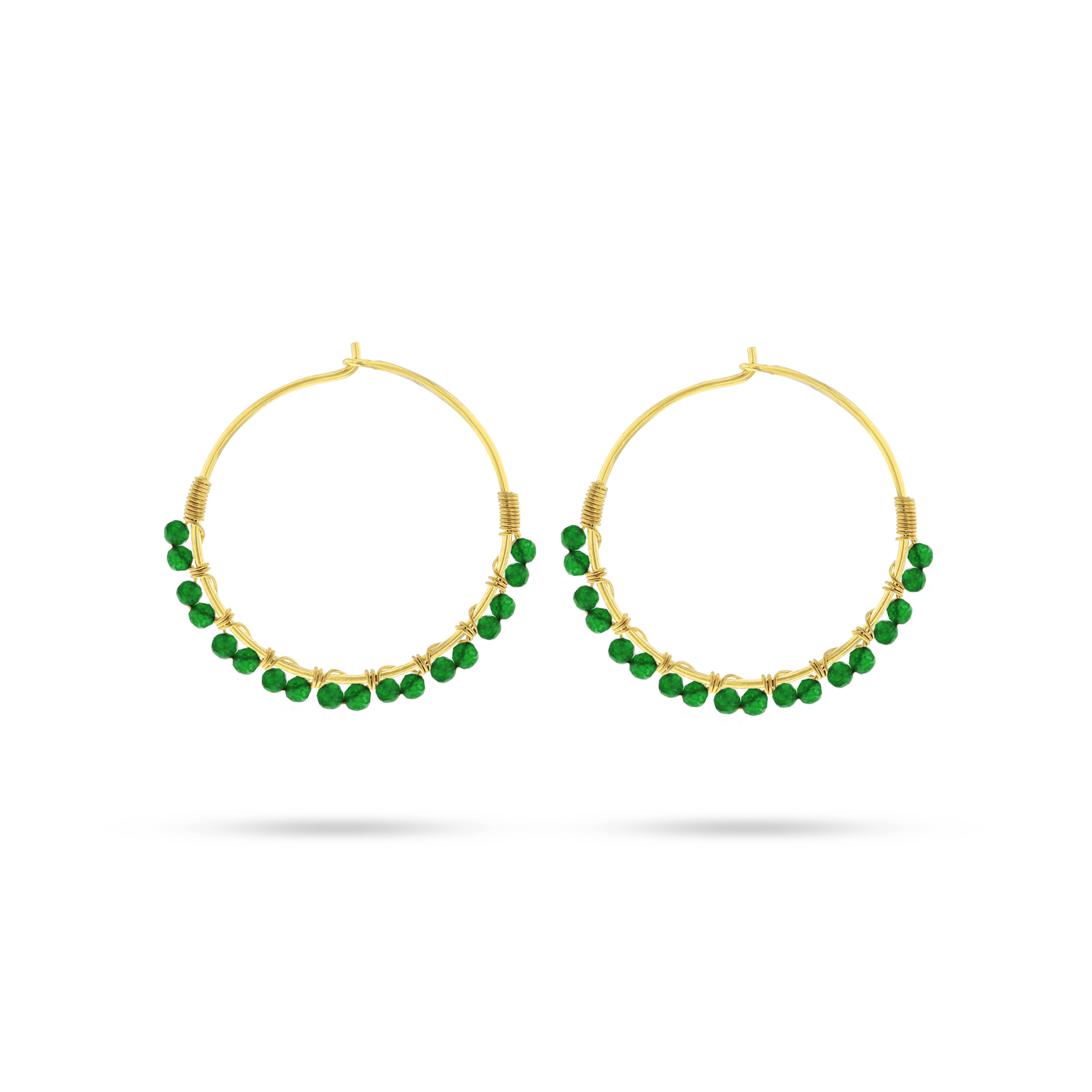 Boucles d'oreilles dorées Or jaune 18k assemblées d'émeraude - Maison Di Giorgio