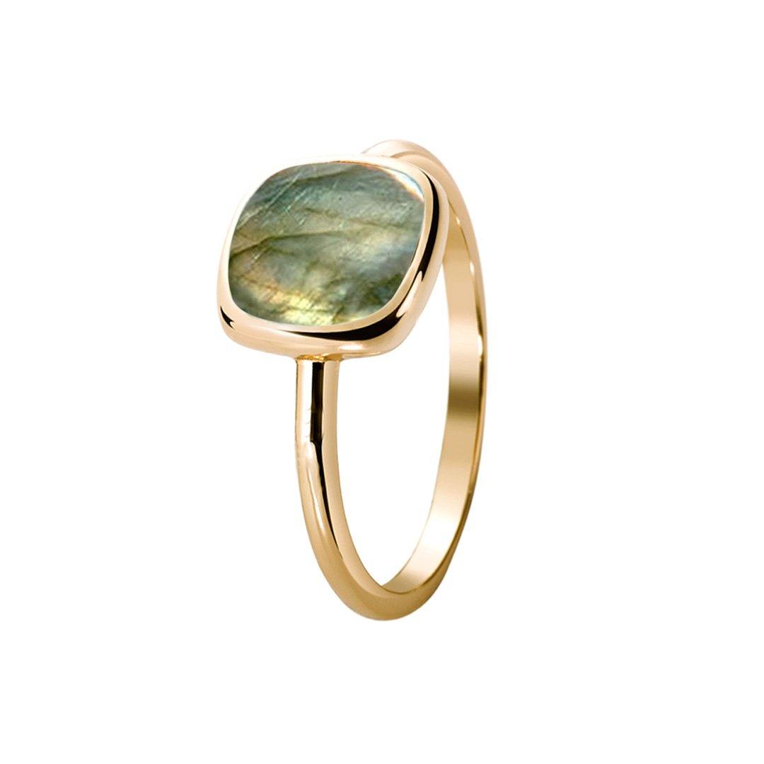 Bague en Argent 925 doré Or jaune 18k assemblée de Labradorite - Maison Di Giorgio