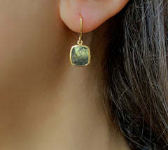 Boucles d'oreilles en Argent 925 doré Or jaune 18k assemblées de Labradorite - Maison Di Giorgio