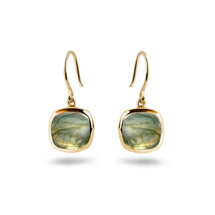 Boucles d'oreilles en Argent 925 doré Or jaune 18k assemblées de Labradorite - Maison Di Giorgio