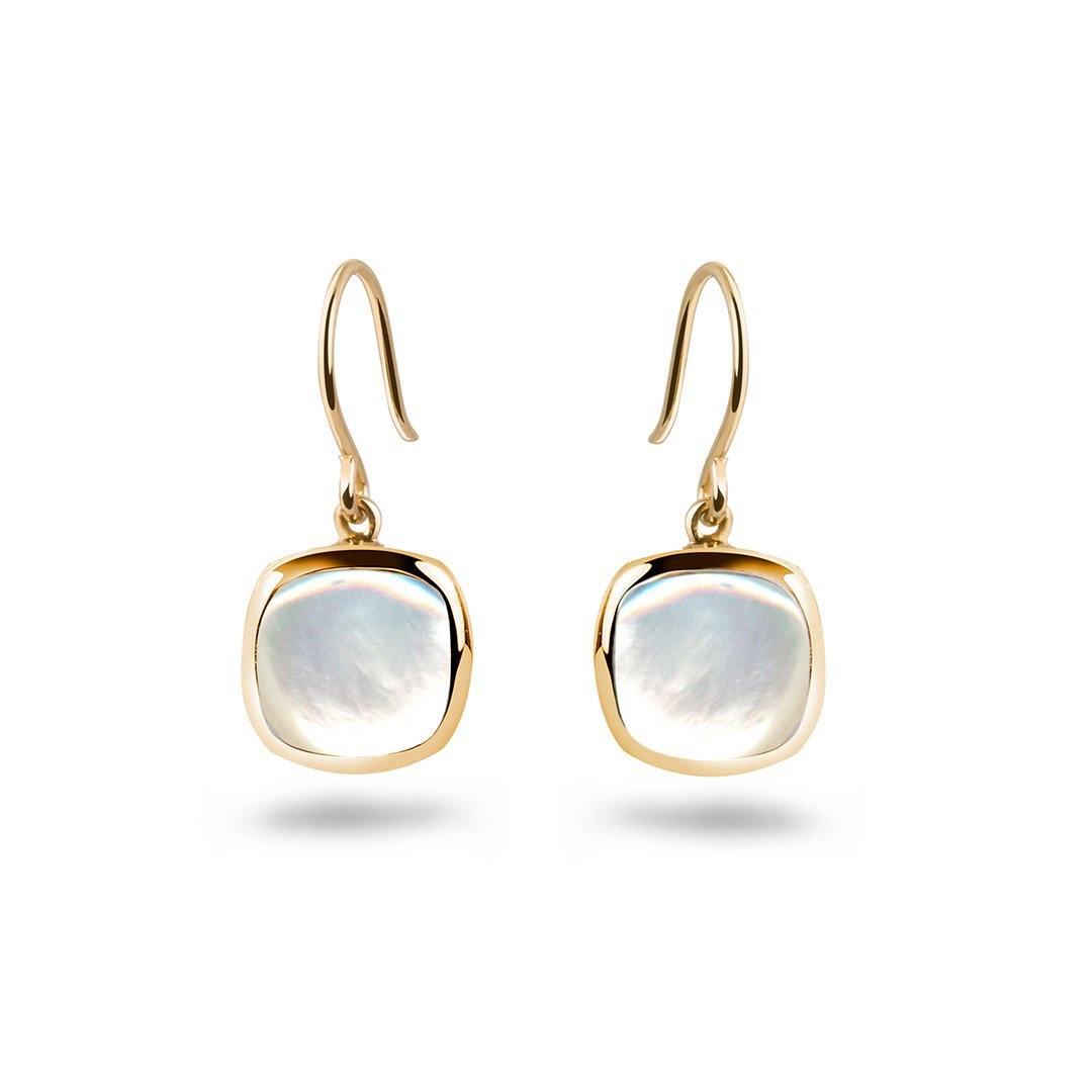 Boucles d'oreilles en Argent 925 doré Or jaune 18k assemblées de Pierre de lune - Maison Di Giorgio
