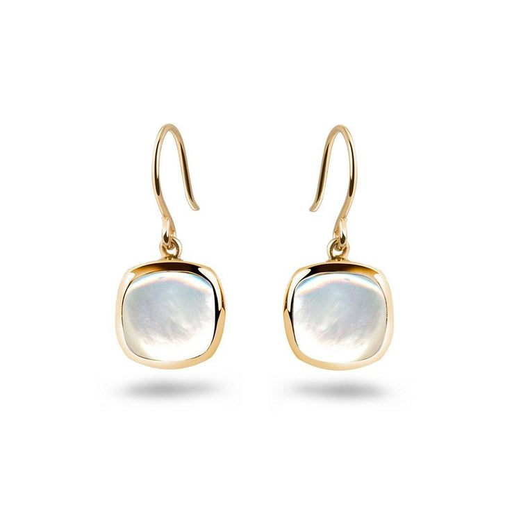 Boucles d'oreilles en Argent 925 doré Or jaune 18k assemblées de Pierre de lune - Maison Di Giorgio