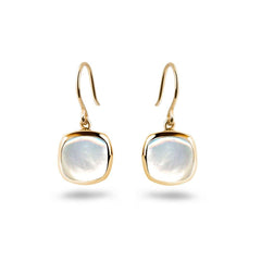 Boucles d'oreilles en Argent 925 doré Or jaune 18k assemblées de Pierre de lune - Maison Di Giorgio
