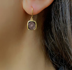 Boucles d'oreilles en Argent 925 doré Or jaune 18k assemblées de Quartz fumé - Maison Di Giorgio
