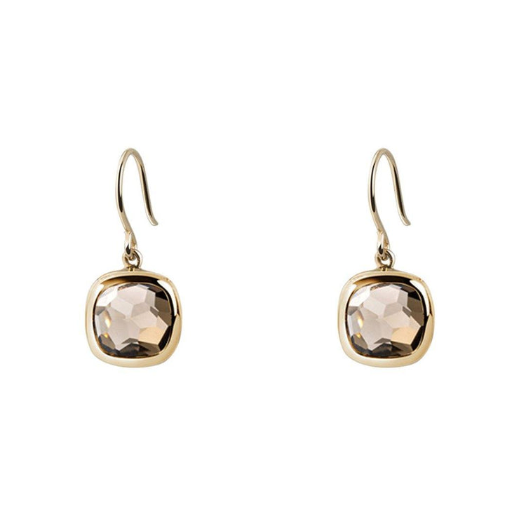 Boucles d'oreilles en Argent 925 doré Or jaune 18k assemblées de Quartz fumé - Maison Di Giorgio