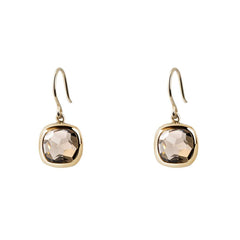 Boucles d'oreilles en Argent 925 doré Or jaune 18k assemblées de Quartz fumé - Maison Di Giorgio