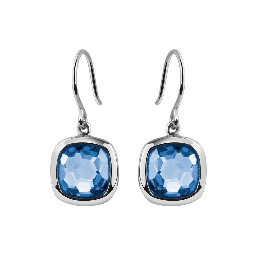 Boucles d'oreilles en Argent 925 plaqué Rhodium assemblées de Quartz bleu - Maison Di Giorgio