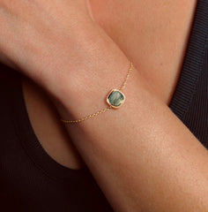 Bracelet en Argent 925 doré Or jaune 18k assemblé de Labradorite - Maison Di Giorgio