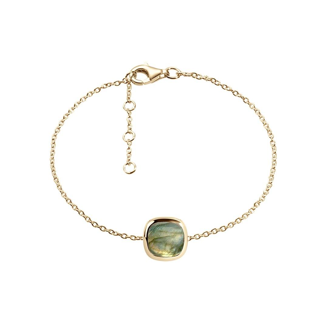Bracelet en Argent 925 doré Or jaune 18k assemblé de Labradorite - Maison Di Giorgio
