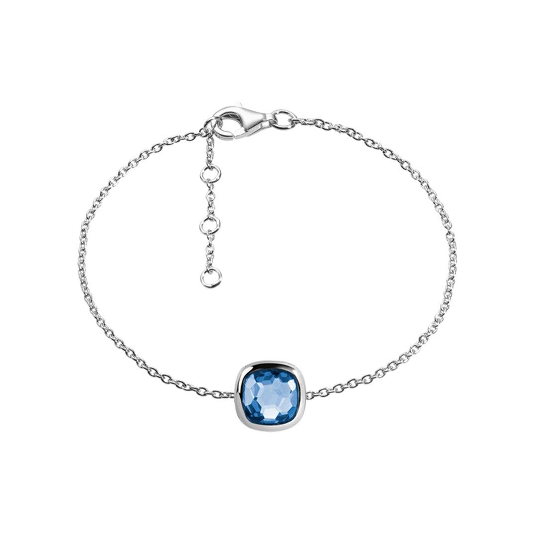 Bracelet en Argent 925 plaqué Rhodium assemblé de Quartz bleu - Maison Di Giorgio