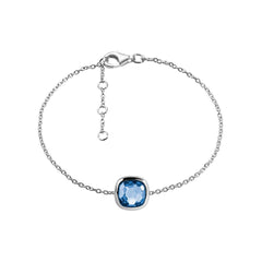 Bracelet en Argent 925 plaqué Rhodium assemblé de Quartz bleu - Maison Di Giorgio