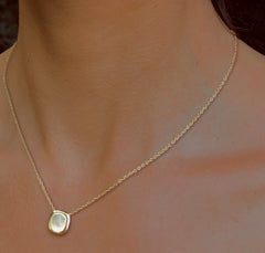 Collier en Argent 925 doré Or jaune 18k assemblé de Pierre de lune - Maison Di Giorgio