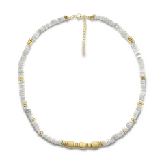 Collier perles doré Or jaune 18k assemblé de howlite blanche - Maison Di Giorgio